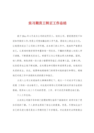 实习期员工转正工作总结