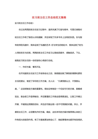 实习班主任工作总结范文集锦