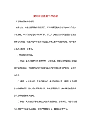 实习班主任的工作总结