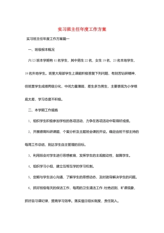 实习班主任年度工作计划