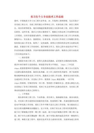 实习生个人专业技术工作总结