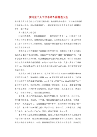 实习生个人工作总结5篇精选大全