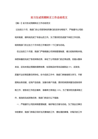 实习生试用期转正工作总结范文
