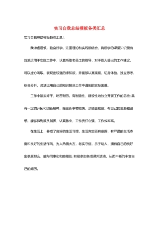实习自我总结模板各类汇总