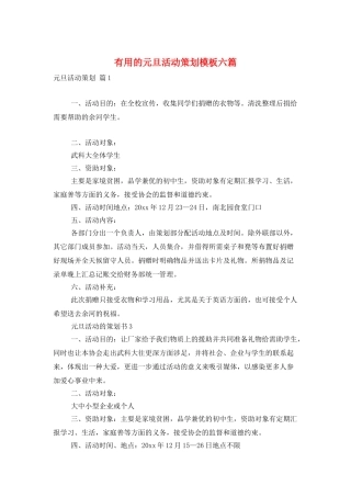 实用的元旦活动策划模板六篇