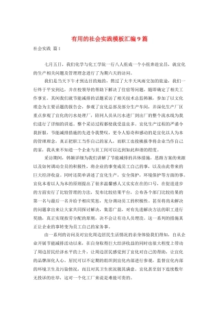 实用的社会实践模板汇编9篇