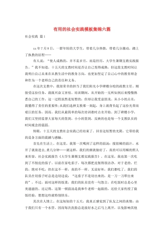 实用的社会实践模板集锦六篇