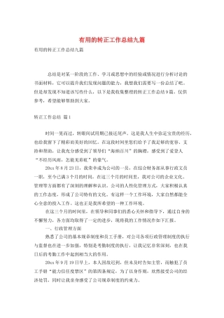 实用的转正工作总结九篇