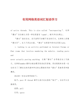 实用网络英语词汇短语学习