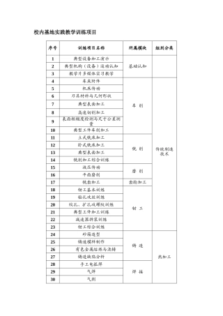 实训教学训练项目