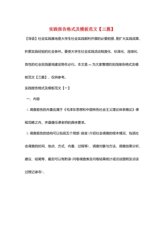 实践报告格式及模板范文