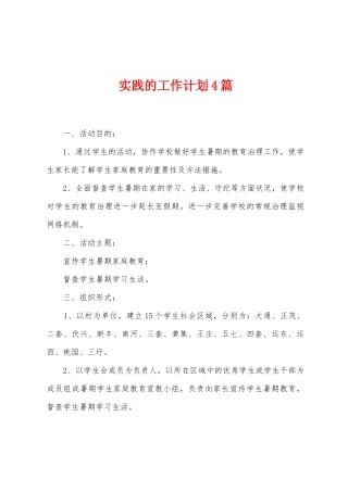 实践的工作计划4篇