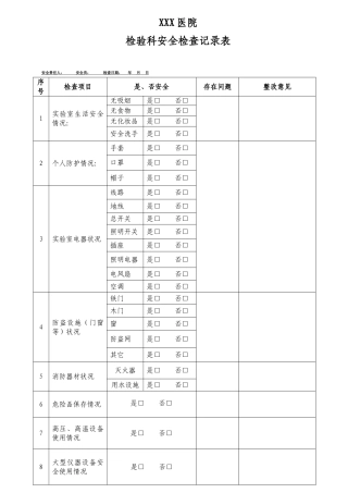 实验室安全自查记录表