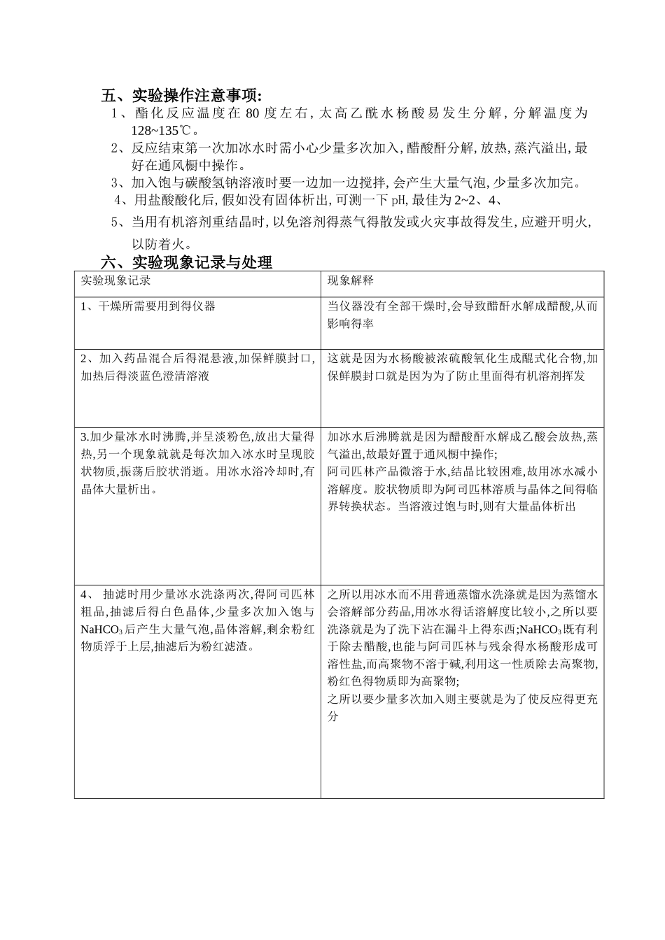 实验报告 阿司匹林的合成_第3页