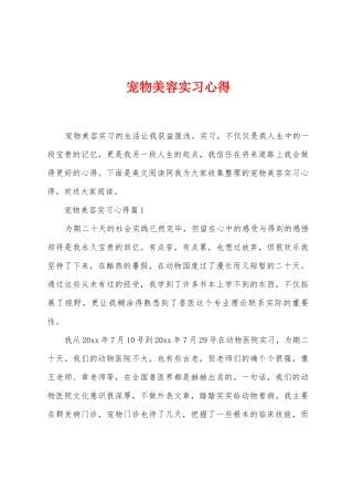 宠物美容实习心得