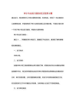 审计专业实习报告范文优秀5篇