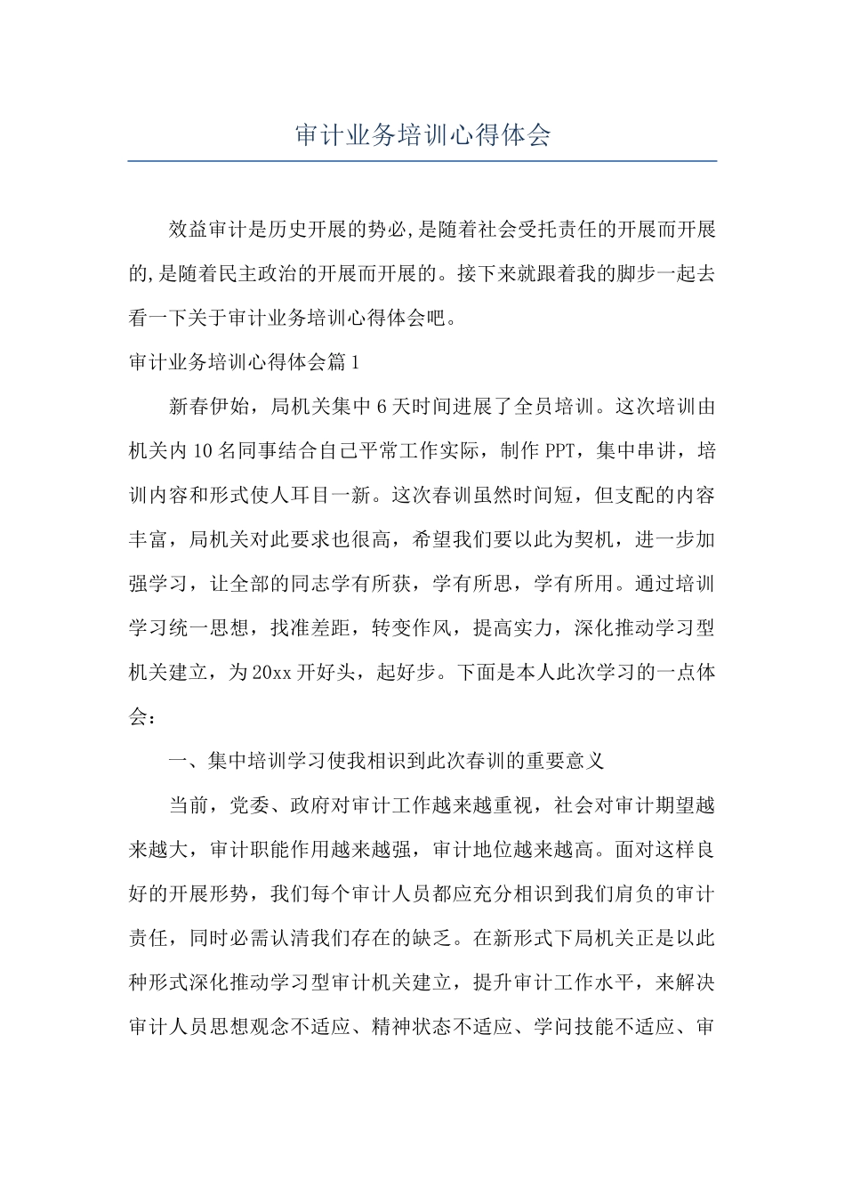 审计业务培训心得体会_第1页