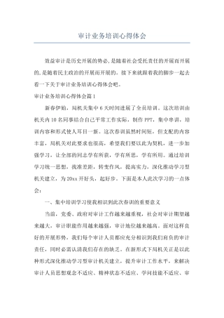 审计业务培训心得体会