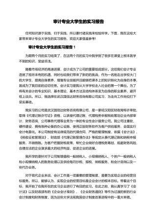 审计专业大学生的实习报告