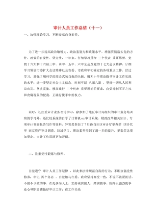 审计人员工作总结(十一)