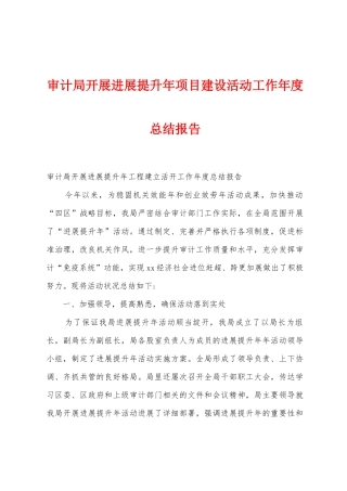 审计局开展发展提升年项目建设活动工作年度总结报告