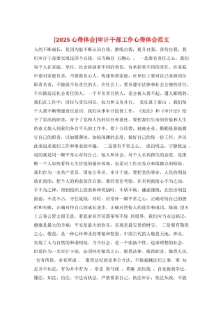 审计干部工作心得体会范文