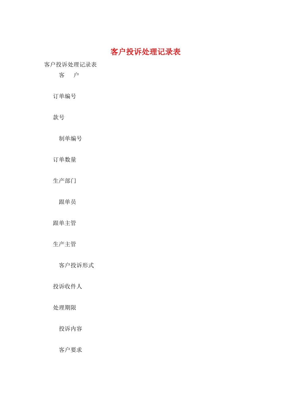 客户投诉处理记录表_第1页
