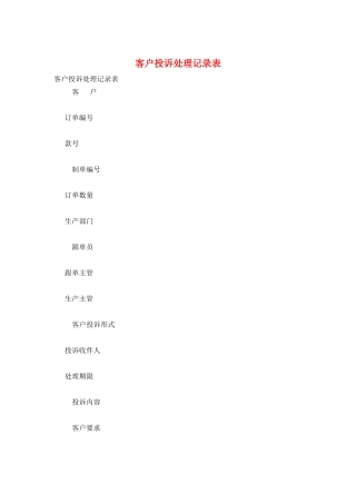 客户投诉处理记录表