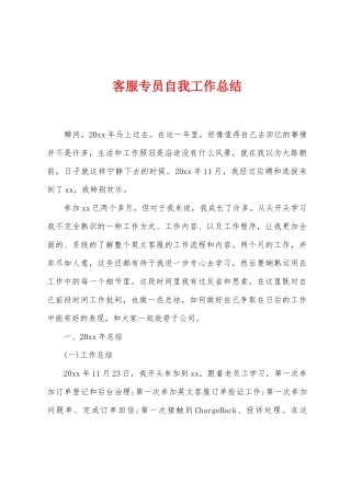 客服专员自我工作总结