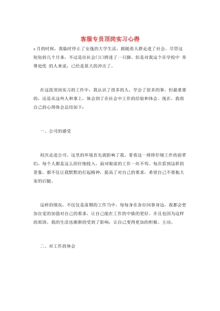 客服专员顶岗实习心得