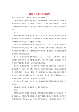 客服个人实习工作总结