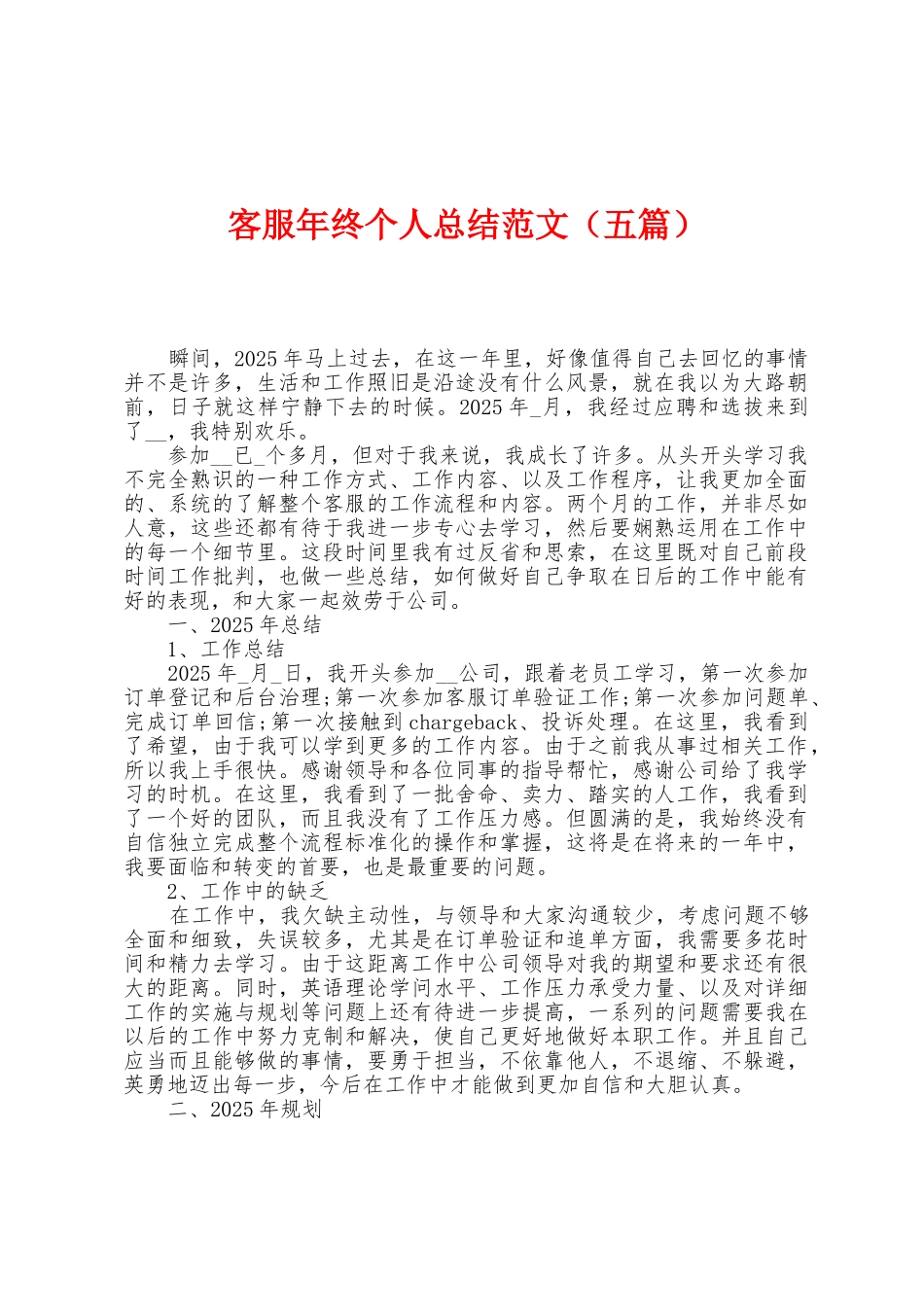 客服年终个人总结范文_第1页