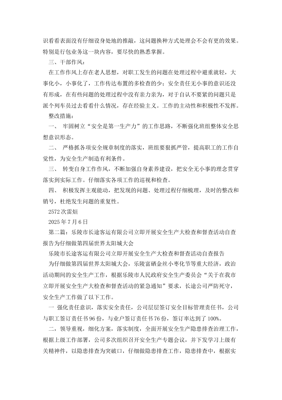 客运安全大检查自查报告_第2页