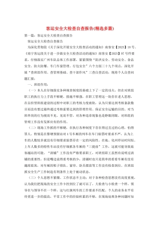 客运安全大检查自查报告