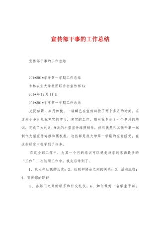 宣传部干事的工作总结