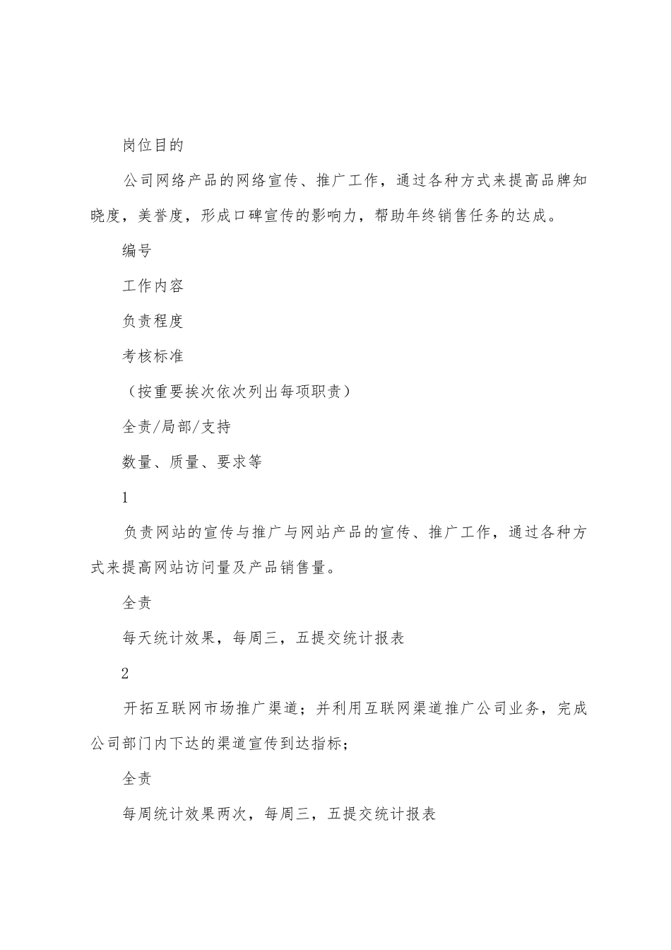 宣传部网络营销职位说明书_第3页