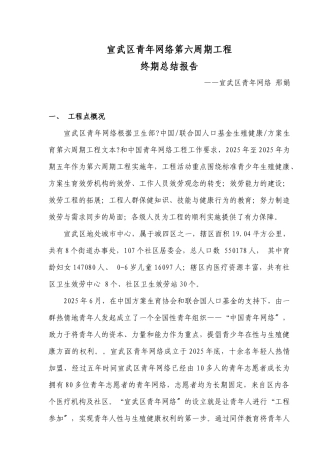 宣武区青年网络第六周期项目终期-报告doc-宣武区青年网