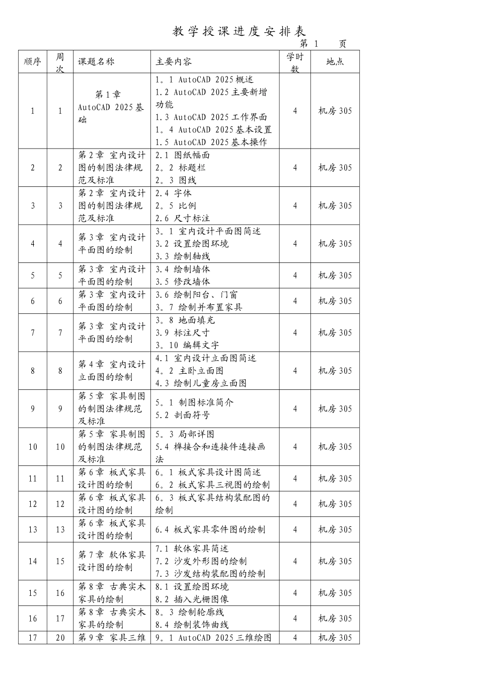 室内与家具设计CAD教学计划_第3页