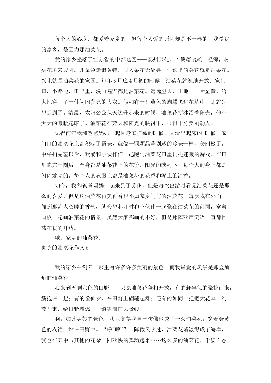 家乡的油菜花作文_第3页