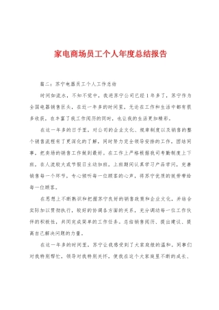 家电商场员工个人年度总结报告