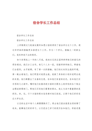 宿舍学长工作总结
