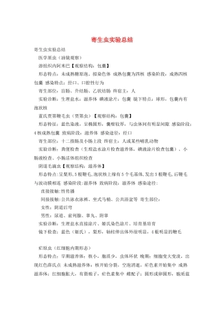 寄生虫实验总结