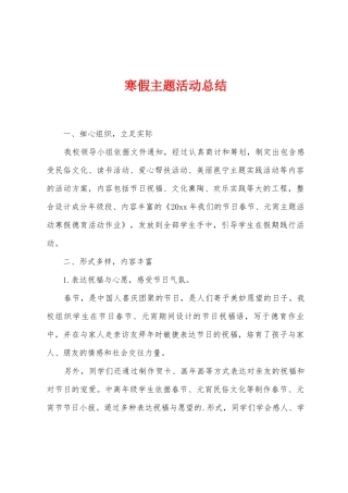 寒假主题活动总结