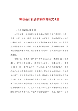寒假会计社会实践报告范文4篇