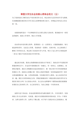 寒假大学生社会实践心得体会范文(五)