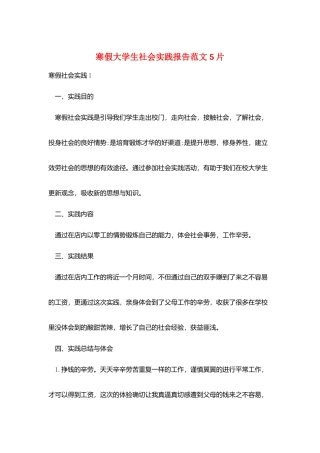 寒假大学生社会实践报告范文5片