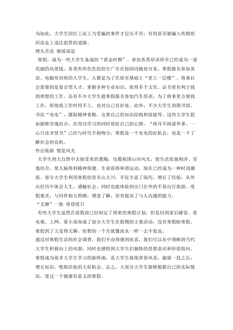 寒假生活优秀调查报告_第2页