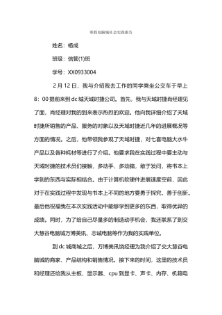 寒假电脑城社会实践报告