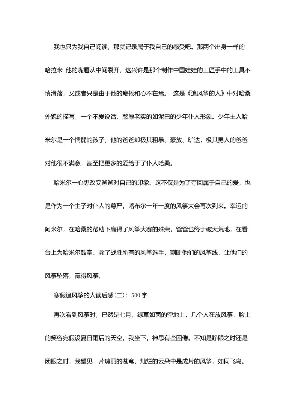 寒假追风筝人读后感_第2页