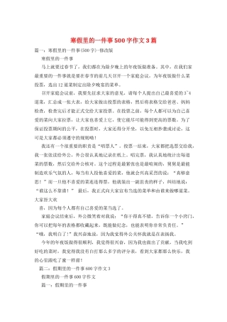 寒假里的一件事500字作文3篇